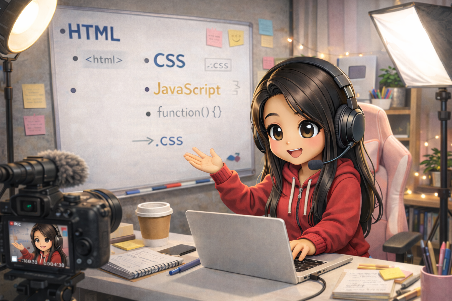 Nadia Rivera filming a YouTube tutorial